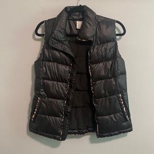 Black PINK puffer vest with animal print trim XS